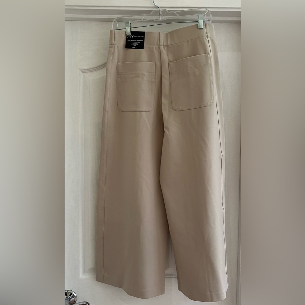 JNY Jones New York Light Tan Crop Wide Leg Pants - Size L - Picture 3 of 10